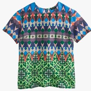 $118 J CREW Gemstone Floral 100% Silk Top Blouse- Size 00- New NWT